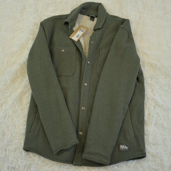 Eddie Bauer Men's Green Waffle Button Up Jacket With Sherpa Lining Size S NWT - Picture 1 of 5